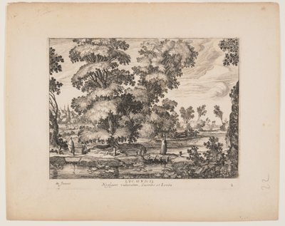 De priester die de man passeert, uit Landschappen met het verhaal van de barmhartige Samaritaan door Simon Frisius