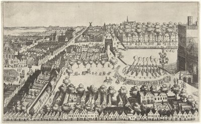 Vreugdevuren te Den Haag na de afkondiging van het bestand, 1609 door Simon Frisius