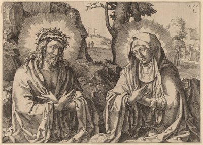 De Verlosser en de Maagd door Simon Frisius after Lucas van Leyden