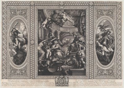 Een allegorische scène die de voordelen van James