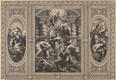 Het Plafond van het Banketgebouw in Whitehall: De Vredige Regering van James I door Simon Gribelin