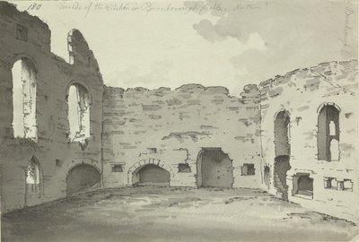 Bamburgh Kasteel, keukenruïnes, Add. 15542, f.180, ca. 1780 door Simon H. Grimm