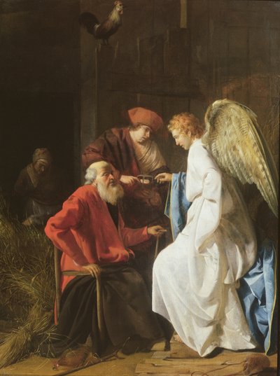 Tobias en de Engel genezen de Blindheid van Tobit, 1630 door Simon Henrixz van Amersfoort