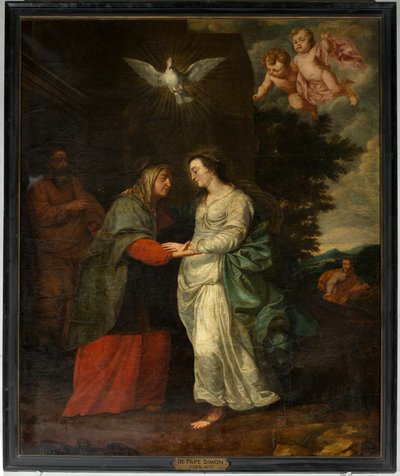 Parochiekerk (Parochiekerk Sint-Eligius). Schilderij. "Maria bezoekt Elisabeth". Simon De Pape. 17e eeuw. door Simon II de Pape