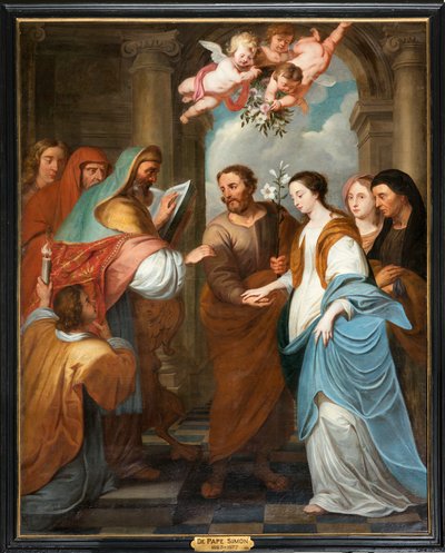 Parochiekerk (Parochiekerk Sint-Eligius). Simon De Pape. Verloving van de Maagd. 17e eeuw. door Simon II de Pape