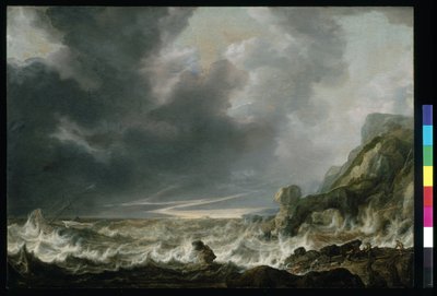 Schip In Nood Voor Een Rotsachtige Kust, c.1645 door Simon Jacobsz. Vlieger