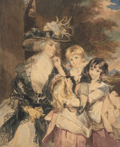 Lady Smith en haar kinderen door Simon Jacques Rochard