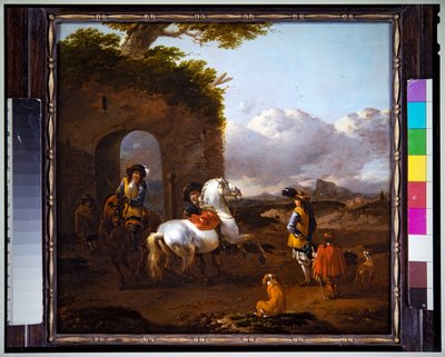Ruiters in een Italiaans Landschap door Simon Johannes van Douw