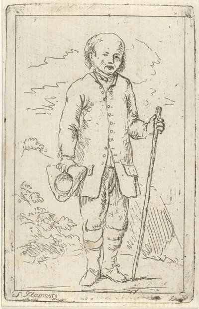 Oude man met wandelstok door Simon Klapmuts