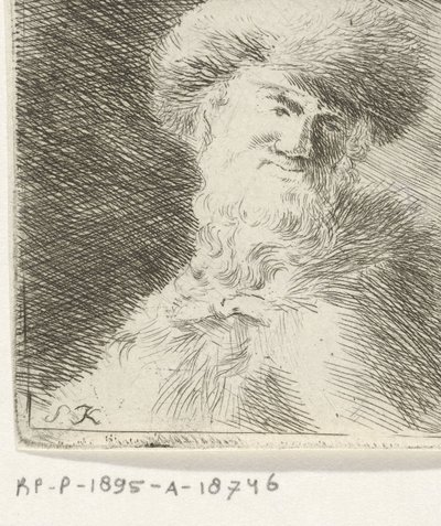Portret van een onbekende man met bontmuts door Simon Klapmuts