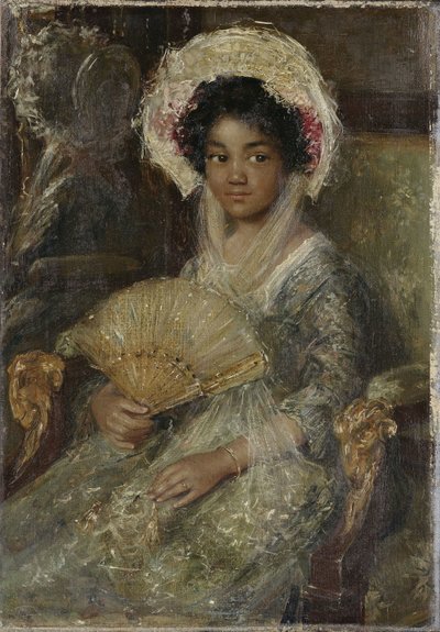 Jonge vrouw met een waaier, ca. 1906 door Simon Maris