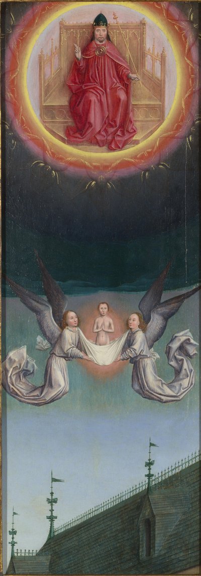 De Ziel van Sint Bertin naar God gedragen van het St Bertin Altaarstuk, ca. 1459 door Simon Marmion