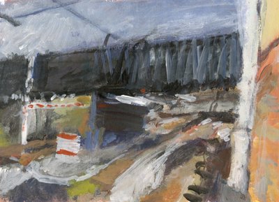 Ingang en uitgang van parkeerplaats, 2023 door Simon Neville