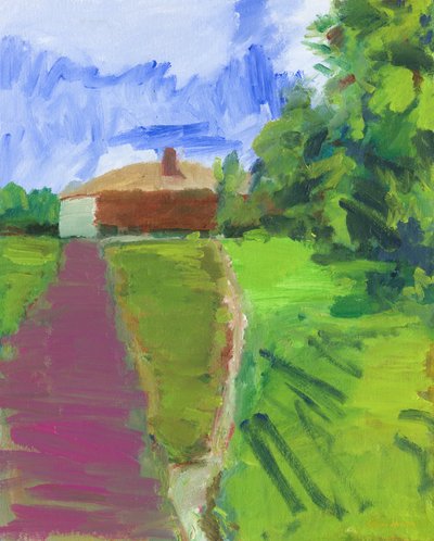 Paden naar huizen, 2024 (olieverf op paneel) door Simon Neville
