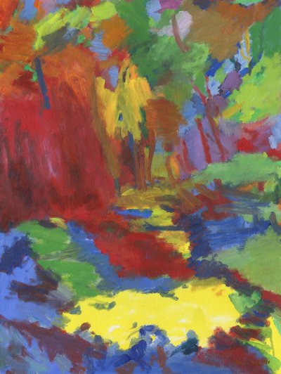Bospad nr. 32, 2024 (olieverf op canvasboard) door Simon Neville