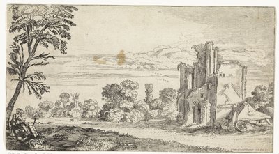 Landschap met ruïne door Simon Poelenburg