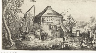 Winterlandschap met boerderij door Simon Poelenburg