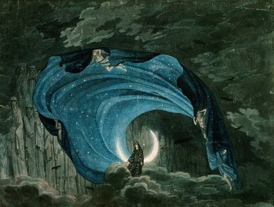 Decor voor Koningin van de Nacht, Mozarts opera door Simon Quaglio