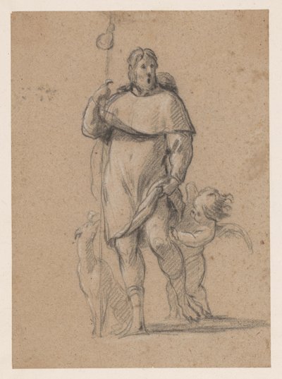De H. Rochus met hond en engeltje door Simon Vouet