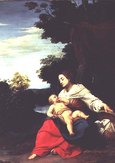 Madonna met een mand door Simon Vouet