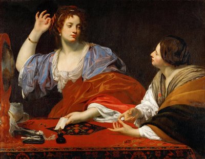 Martha verwijt haar ijdele zus Maria Magdalena door Simon Vouet