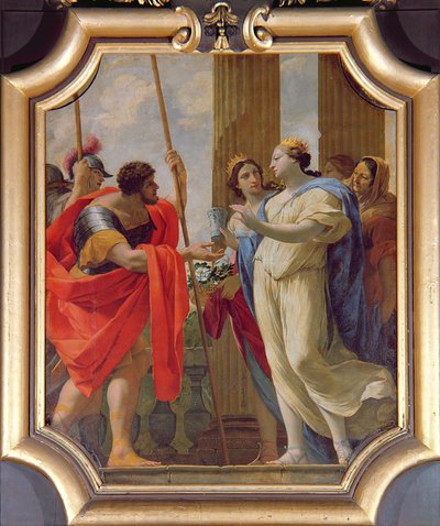 Polydamne geeft Menelaus en Helena de medicijnen Enula Campana en Moly door Simon Vouet