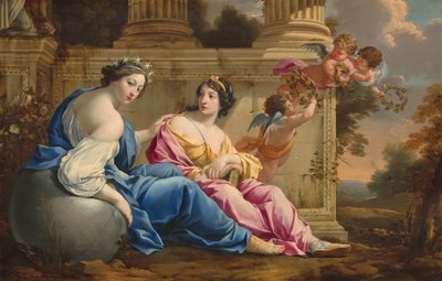 De Muzen Urania en Calliope door Simon Vouet and Studio