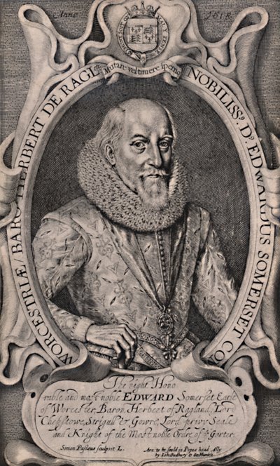 Edward Somerset, 4e Graaf van Worcester, Engelse hoveling, ca. 1618 1894 door Simon de Passe