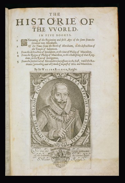 Portret van Sir Walter Raleigh (1554-1618) titelpagina uit 