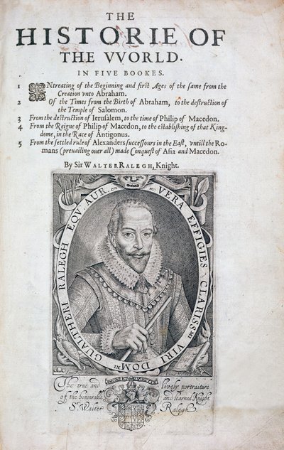 Titelpagina van The Historie of the World door Sir Walter Raleigh door Simon de Passe