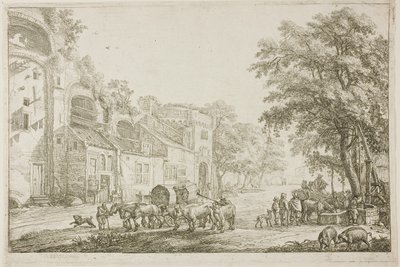 Marktstad door Simon de Vlieger