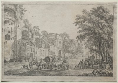 De benadering van een dorp door Simon de Vlieger