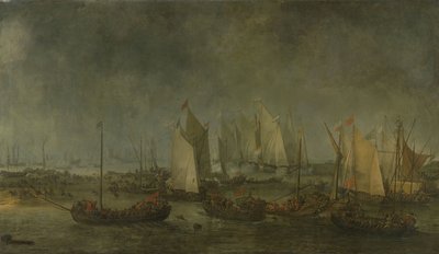 De slag op het Slaak tussen de Nederlandse en Spaanse vloten tijdens de nacht van 12-13 september 1631 door Simon de Vlieger