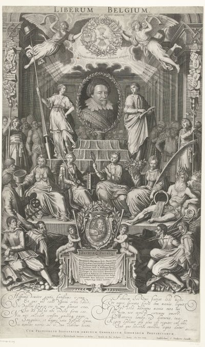 Frederik Hendrik als beschermer van Religie en Vrijheid, 1628 door Simon van de Passe