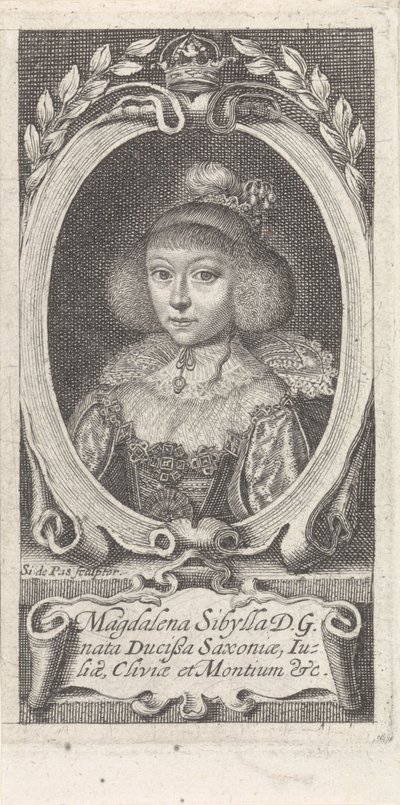 Prinses Magdalene Sibylle van Saksen 1617-1668, Hertogin van Saksen-Altenburg, c. 1647-1648 door Simon van de Passe