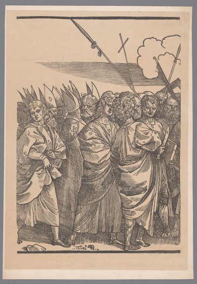 Reproductie van het derde deel van de prentreeks De Triomf van Christus naar Joos Lambrecht door Simonau and Toovey