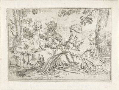 Heilige Familie met Elisabet en de jonge Johannes de Doper door Simone Cantarini