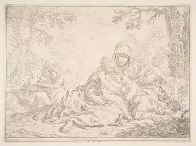Heilige Familie met Sint Johannes de Doper, ca. 1637-1640 door Simone Cantarini