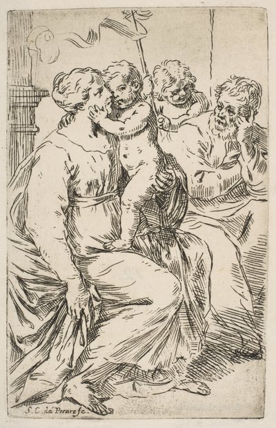 Heilige Familie met Johannes de Doper door Simone Cantarini
