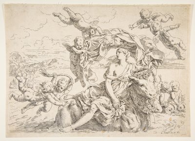 De verkrachting van Europa, ca. 1636 door Simone Cantarini