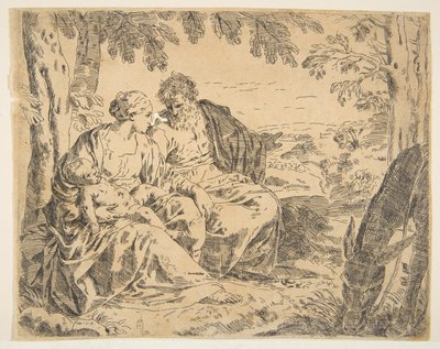 Rust tijdens de vlucht naar Egypte, Maria houdt het Christuskind vast, ca. 1637-1639 of later door Simone Cantarini
