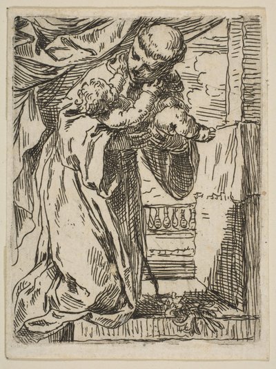 Sint Antonius van Padua met het Christuskind door Simone Cantarini