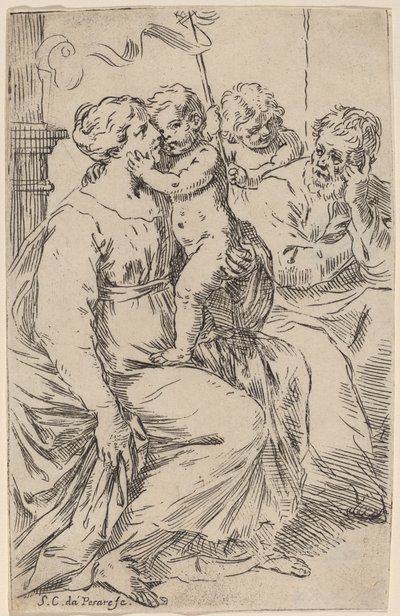 De Heilige Familie door Simone Cantarini