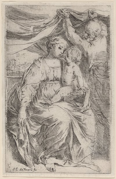 De Heilige Familie door Simone Cantarini
