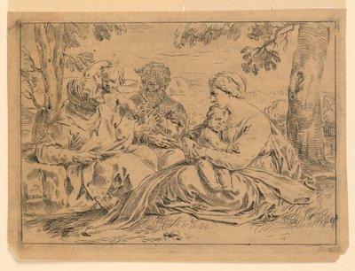 De Heilige Familie met Sint Jan en Sint Elizabeth door Simone Cantarini