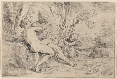 Venus en Adonis door Simone Cantarini