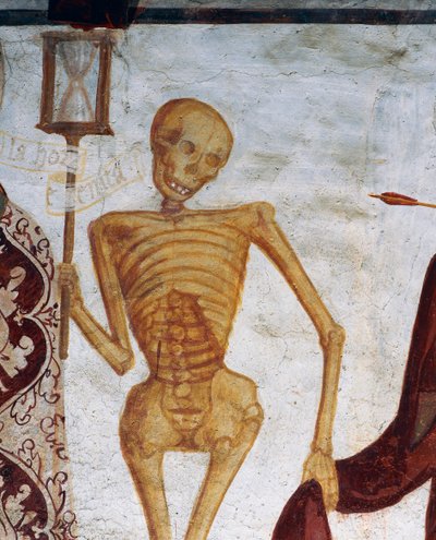 Dood met zandloper (detail) door Simone II Baschenis
