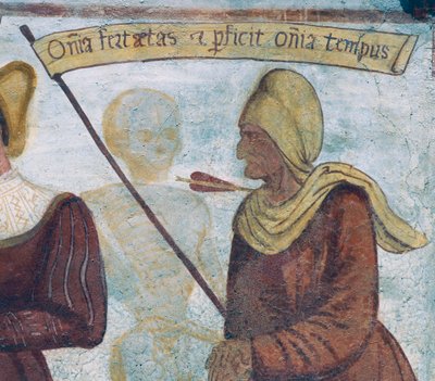Dood met de oude vrouw (detail) door Simone II Baschenis
