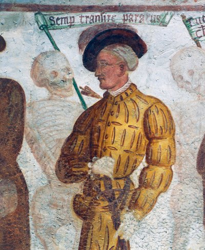 Dood met de jongeman (detail van De Dodendans) door Simone II Baschenis