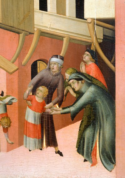Altaarstuk getiteld Zalige Agostino Novello en verhalen uit zijn leven (detail) door Simone Martini